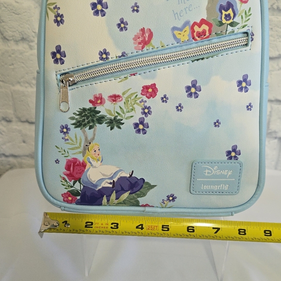 Loungefly Alice in Wonderland Character Floral Mini Backpack Disney Bag Blue New - Picture 15 of 16